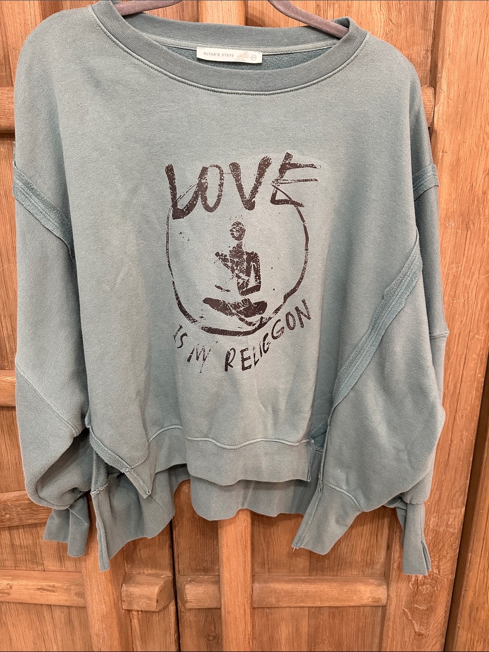 Altar'd State Sage Green Graphic Sweatshirt Camden